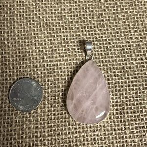 Rose Quartz Teardrop Pendant Necklace